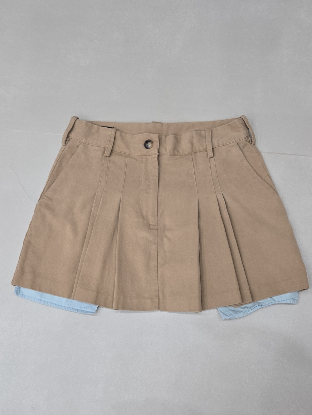 Zara Women’s Denim Pleated Khaki Mini Skirt Size XS